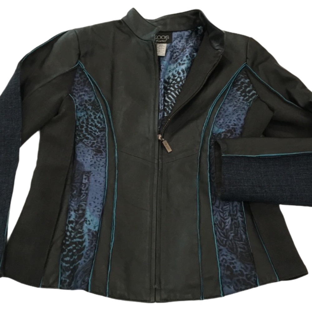 Koos mixed Media Leather Zip up Jacket